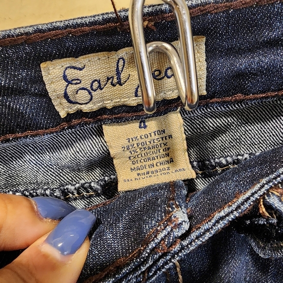 EARL JEANS Women Studded Washed blue Straight legs size 4 - Picture 6 of 11